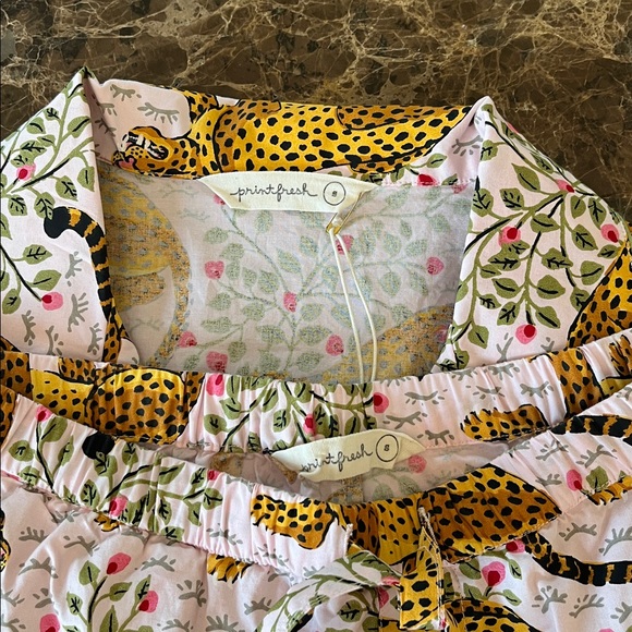 🆕 Printfresh Organic Cotton Short PJ Set Pockets S Bagheera Blush/Leopard Floral - Picture 9 of 14